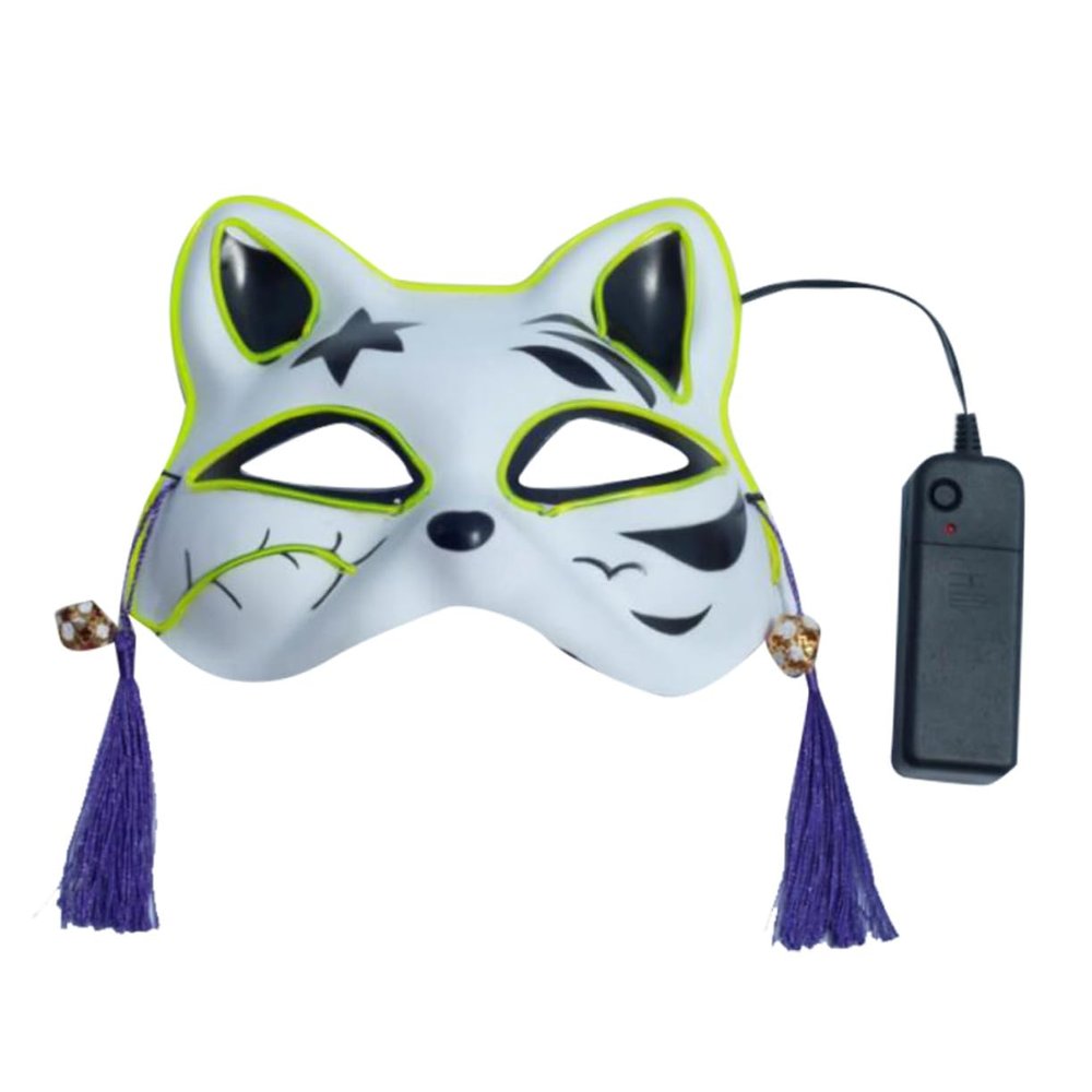 Totority Delicate Lightweight Fox Mask with Cold Glow for Women Halloween Party Cosplay Elegant PVC Costume Accessory for Masquerade and Festival Wear