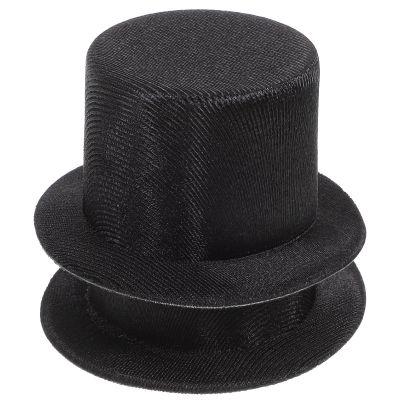Abaodam 2pcs Mini Top Hats Plastic Miniature Top Hats for Art and Crafts DIY Supplies Doll Snowman Decorations Christmas Party Hair Decoration