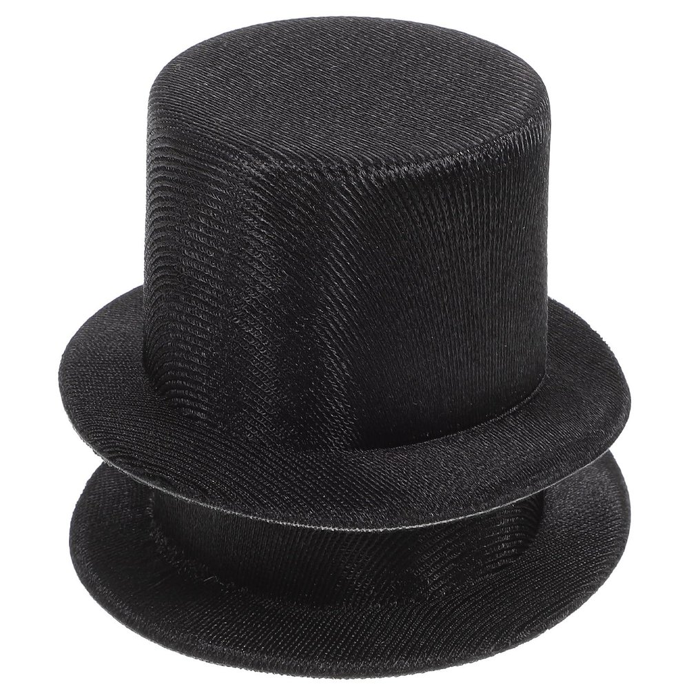 Abaodam 2pcs Mini Top Hats Plastic Miniature Top Hats for Art and Crafts DIY Supplies Doll Snowman Decorations Christmas Party Hair Decoration