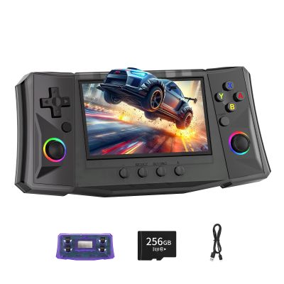 FVBADE 50000 in 1 R50 Ultra Handheld Game Console 4.5 inch IPS Screen Mini Retro Console 4000mAh Portable Pocket Arcade 12+ Mainstream Emulator 256G TF Card Transparent(Grey)