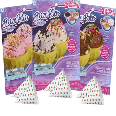 Easy Bake Freezy Bake Ice Cream Mixes Pack/Vanilla - Cookies N Cream and Candy Crunch/Strawberry - Shortcake and Sprinkle Delight/Chocolate - S'mores and Rainbow Chip