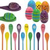 24 Painted Easter Egg and 24 Spoon Race Game Set, 24 Sets, Family Game for Kids & Family Activity Holiday Outdoor Yard Easter Egg Hunt Birthday Party Front Lawn view 2