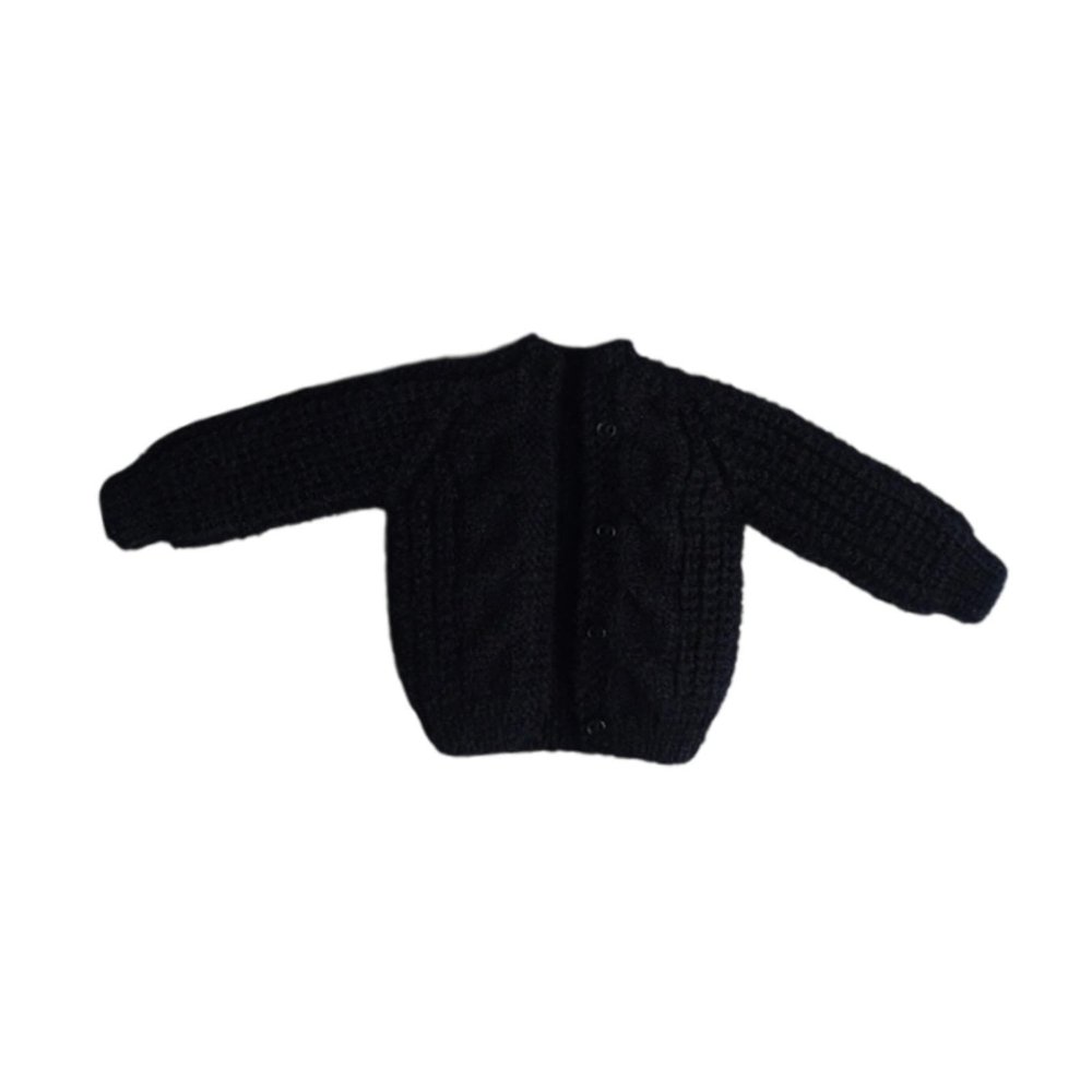 1/12 Scale Figure Clothes,Doll Accessories Knitted Cardigan Handmade Sweater Clothing Mini for 6inch Action Figures Doll, Black
