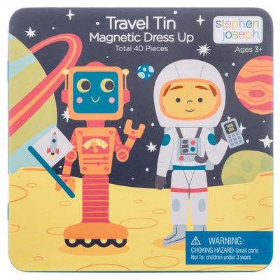 Stephen Joseph, Magnetic Dress Up Dolls 40 PC Play Set  Screen-Free Pretend Play, Ideal for Ages 3+  Travel Game for Kids, Magnetic On The Go Activity Set, Space