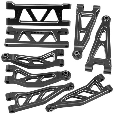 Aluminum Alloy Front & Rear Suspension Arms Set Upgrade Parts for Arrma 1/14 Typhon Grom 1/18 Granite Grom (Black)