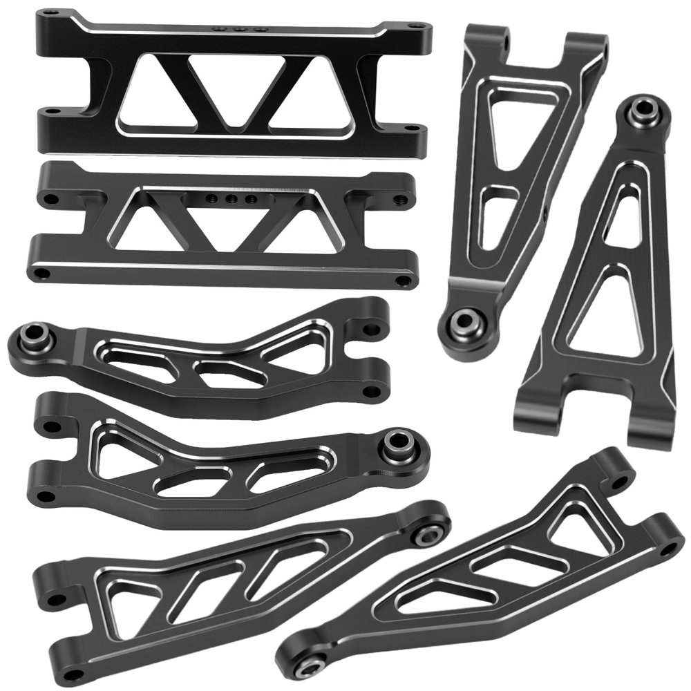 Aluminum Alloy Front & Rear Suspension Arms Set Upgrade Parts for Arrma 1/14 Typhon Grom 1/18 Granite Grom (Black)