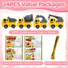 24 Pack Valentines Day Gifts for Kids School - Valentines Exchange Cards for Kids Classroom - Construction Truck Vehicles Toys Card Bulk - Valentine Cards for Toddlers Boys Class Party Favors Prizes view 2
