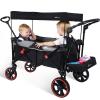 Ultra-Large Capacity Folding Wagon Stroller for 2 Kids, 330LBS 240L Heavy Duty Push Wagon with Canopy, 5-Point Safety Harness & Shock-Absorbing PU Wheels for Outdoor Camping Beach Travel,Black view 1