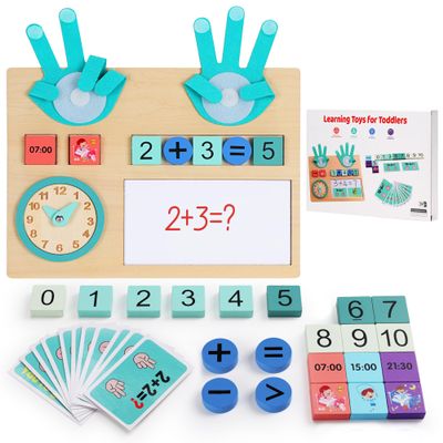 Coziyee Preschool Learning Toys for Kids 3-5 Years Old, Wooden Montessori Toys, Educational Math Manipulatives Number Counting Blocks for Boys Girls Birthday Gifts