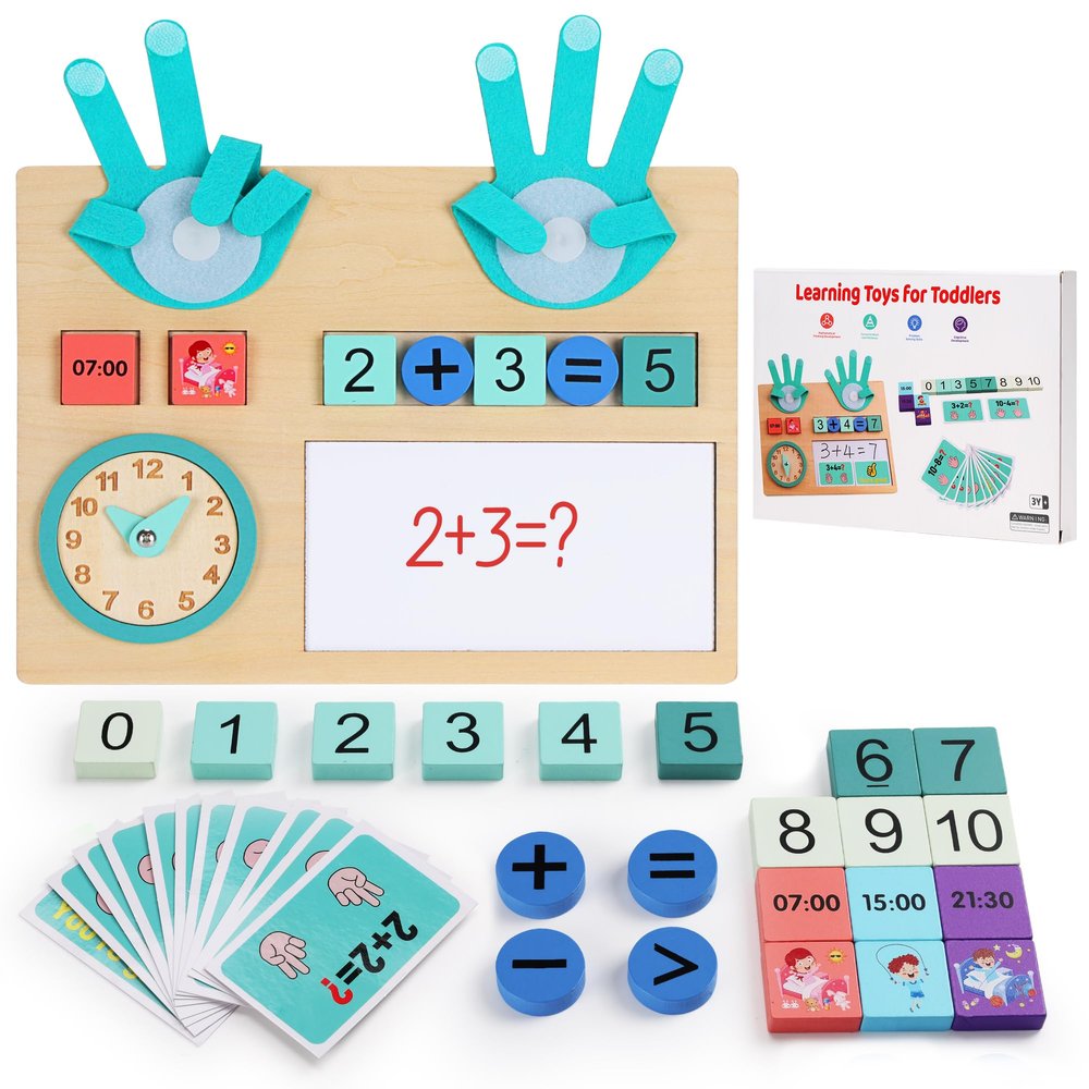 Coziyee Preschool Learning Toys for Kids 3-5 Years Old, Wooden Montessori Toys, Educational Math Manipulatives Number Counting Blocks for Boys Girls Birthday Gifts