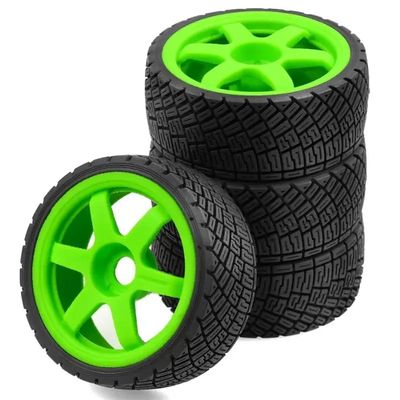 1/7 1/8 RC Car Tires and Rims Set 100mm OD 40mm Wide 17mm Hex Unbonded Wheels Compatible with 1 7 Scale 1 8 Scale Off Road RC Vehicles(Green)