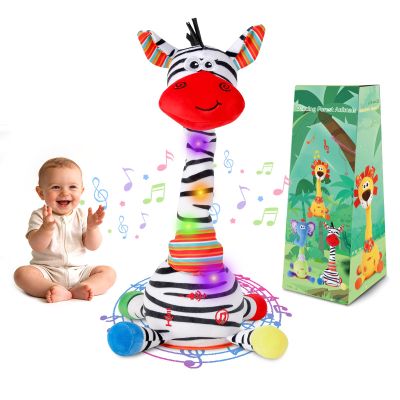 LLUKEME Dancing Talking Zebra Toy, Stuffed Animal Baby Toy Repeating What You Say, Glowing Musical Electronic Zebra with Striped Plush Gifts for Toddlers 1-3 Years Old Valentine's Day Gifts