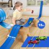 15 Ft Flexible Race Track for Kids, Two-Lane Flex Blue Track for 1:64 Diecast Cars, Includes 6 Suction Cups & 1 Rope, Portable Design, Birthday Gift for Boys & Girls Ages 3-8 (Cars Not Included) view 3