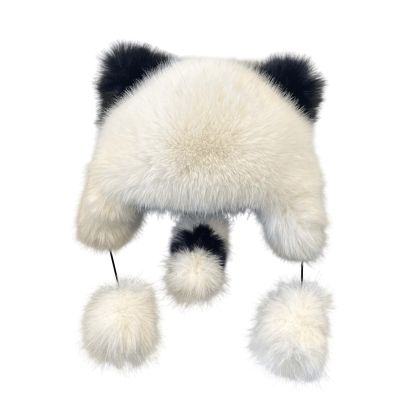 BUBEFSKD Oversized Bear Hat With Ear And Tail Skiing Furry Cap Cartoon Photo Props Outdoor Head Wrap For Halloween Cartoon Hat For Kids