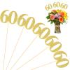 10 Pack Double Sided Glitter 60th Birthday Centerpiece Happy 60th Birthday Centerpiece Sticks Number 60 Table Topper Cake Topper Supplies for Tables Party (Gold) view 1