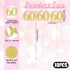 10 Pack Double Sided Glitter 60th Birthday Centerpiece Happy 60th Birthday Centerpiece Sticks Number 60 Table Topper Cake Topper Supplies for Tables Party (Gold) view 3