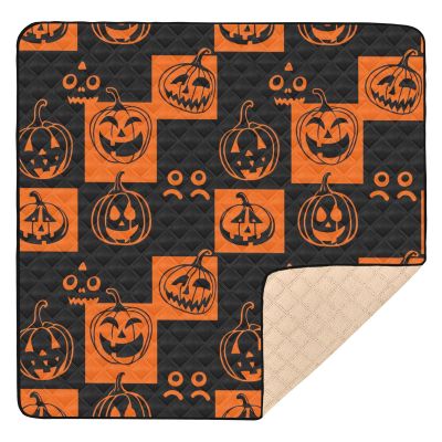 JUZIHAI Halloween Pumpkins Baby Play Mat for Floor 50'' x 50'', Soft Foldable Waterproof Crawling Playpen Mat with Non-Slip Bottom for Infants Toddlers Kids