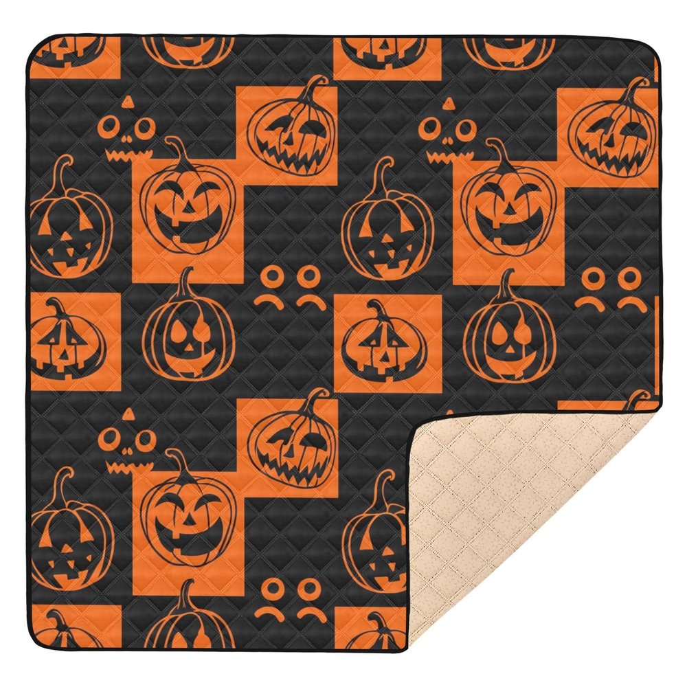 JUZIHAI Halloween Pumpkins Baby Play Mat for Floor 50'' x 50'', Soft Foldable Waterproof Crawling Playpen Mat with Non-Slip Bottom for Infants Toddlers Kids