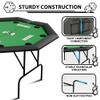 Octagon Poker Table 48 Inch - 8 Player Poker Table for Adults, Foldable Casino Poker Table Top with Cup Holders, Waterproof Felt Surface & Leather Armrest, Ideal for Home Games, Parties, Man Cave view 4