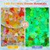 100 Pcs Blind Bags Mystery Mini Resin Animals Glow in The Dark Figurines, Mini Figures Mystery Bag for DIY Crafts, Fairy Garden Decor, Dollhouse Accessories, Party Favors, for Kids view 4