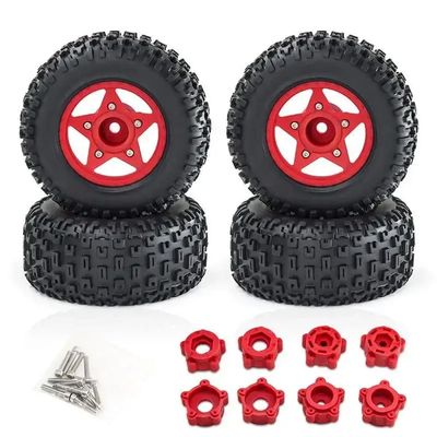 4Pcs 109mm 1/8 1/10 Short Course Tire with 12mm 14mm 17mm Wheel Hex Compatible with Various 110 Scale RC Short Course Trucks and Vehicles(Red)