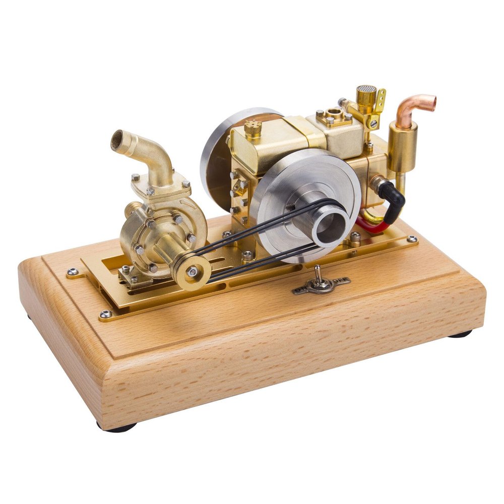 1.6cc Mini Retro Four-Stroke Gasoline Engine Model with Water Cooling & Impeller Pump  Brass & Stainless Steel Internal Combustion Engine for Adults, DIY Display & Gift