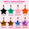 24 Pack Star Necklace Set Valentines Day Cards for Kids School, Valentine Cards for Kids Classroom for Boy Girl Party Favors natural stone necklace Crystal Gemstone Pendant Valentine Bulk Gifts view 2