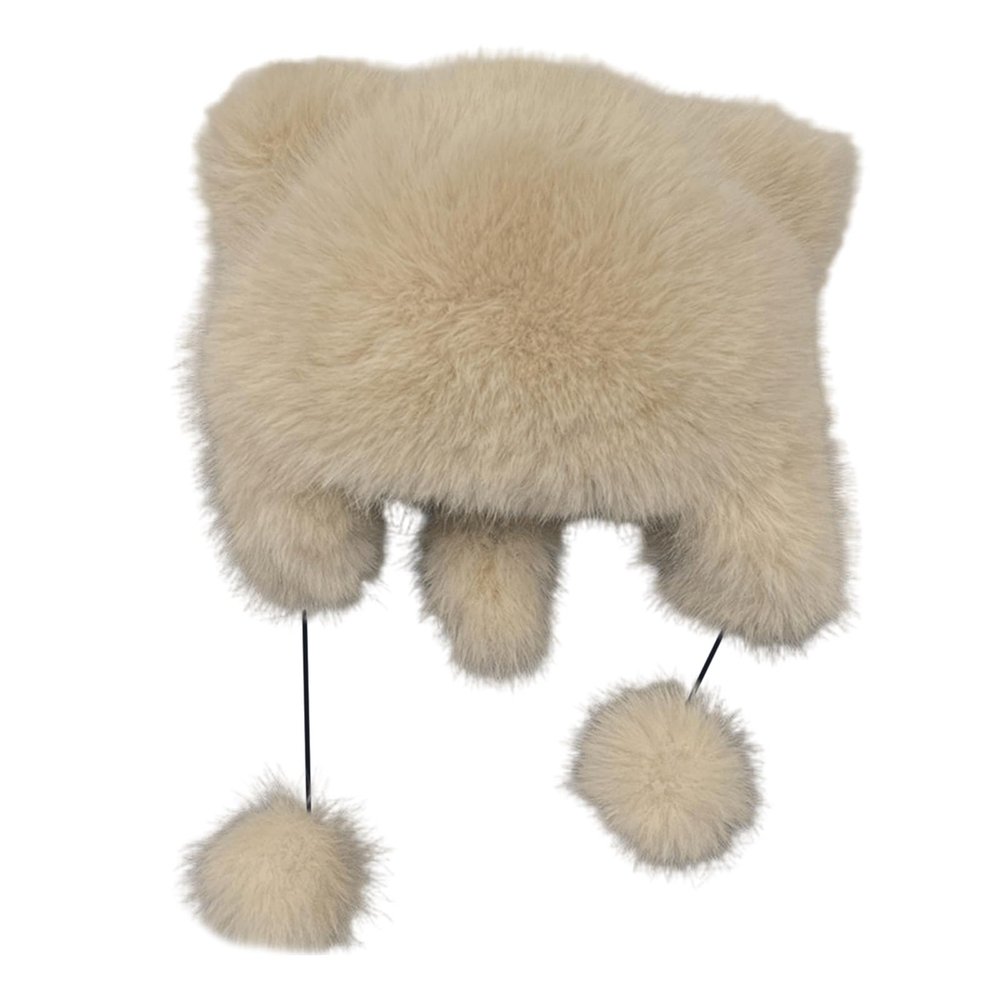 BUBEFSKD Oversized Bear Hat With Ear And Tail Skiing Furry Cap Cartoon Photo Props Outdoor Head Wrap For Halloween Cartoon Hat For Kids