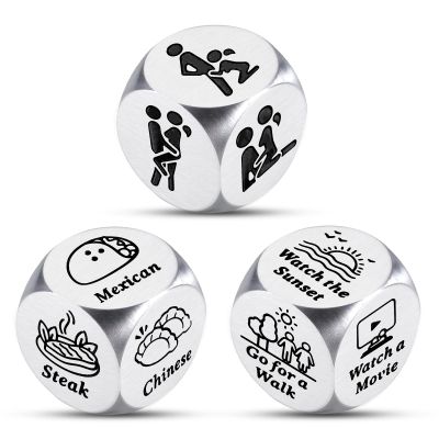3 Pcs Stocking Stuffers for Adult Women Men Santa Swap Gift Exchange Dice for Couple Christmas Dice Gift Food Decision Decider for Couple Date Night Gifts for Him Her Husband Wife White Elephant Gifts