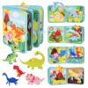 Busy Book, Maypott 3D Stereoscopic Dinosaur Felt Learning Busy Board for Toddlers 1-3 Ages Babies, Early Learning Toys Toddler Sensory Toys for Kids Farm Animals Felt Board Travel Educational Toy view 1