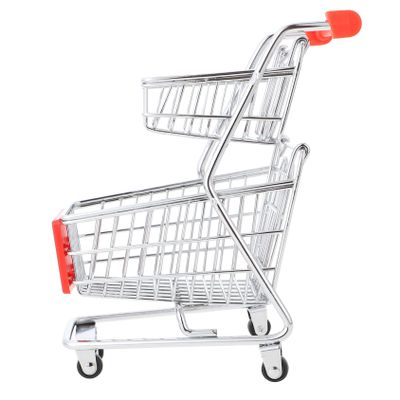 WHAMVOX Miniature Red Shopping Cart Iron Craft Simulation Trolley for Desktop Storage and Photo Props Micro Trolley Model Creative Gift for Boys