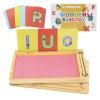 Montessori Sand Trays for Classroom, Wooden Sand Writing Tray with Lid, Sand Letter Tracing Tray with Pen Cards for Kids, Life Skills Classroom Must Haves view 1