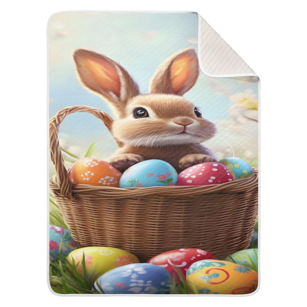 xigua Cute Easter Bunny Baby Blanket Cotton Blanket for Infants, Lightweight Soft Receiving Blanket & Swaddling Blanket for Crib, Stroller, Nursery Blankets, 30x40 inch