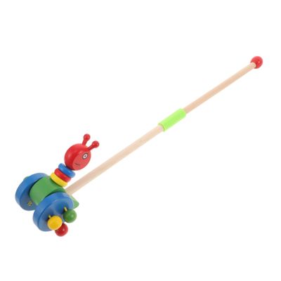 COOLHIYA Wooden Push with Handle Cartoon Animal Design Sturdy Walker Cart for Boys and Montessori Push Walker for Motor Skill Development
