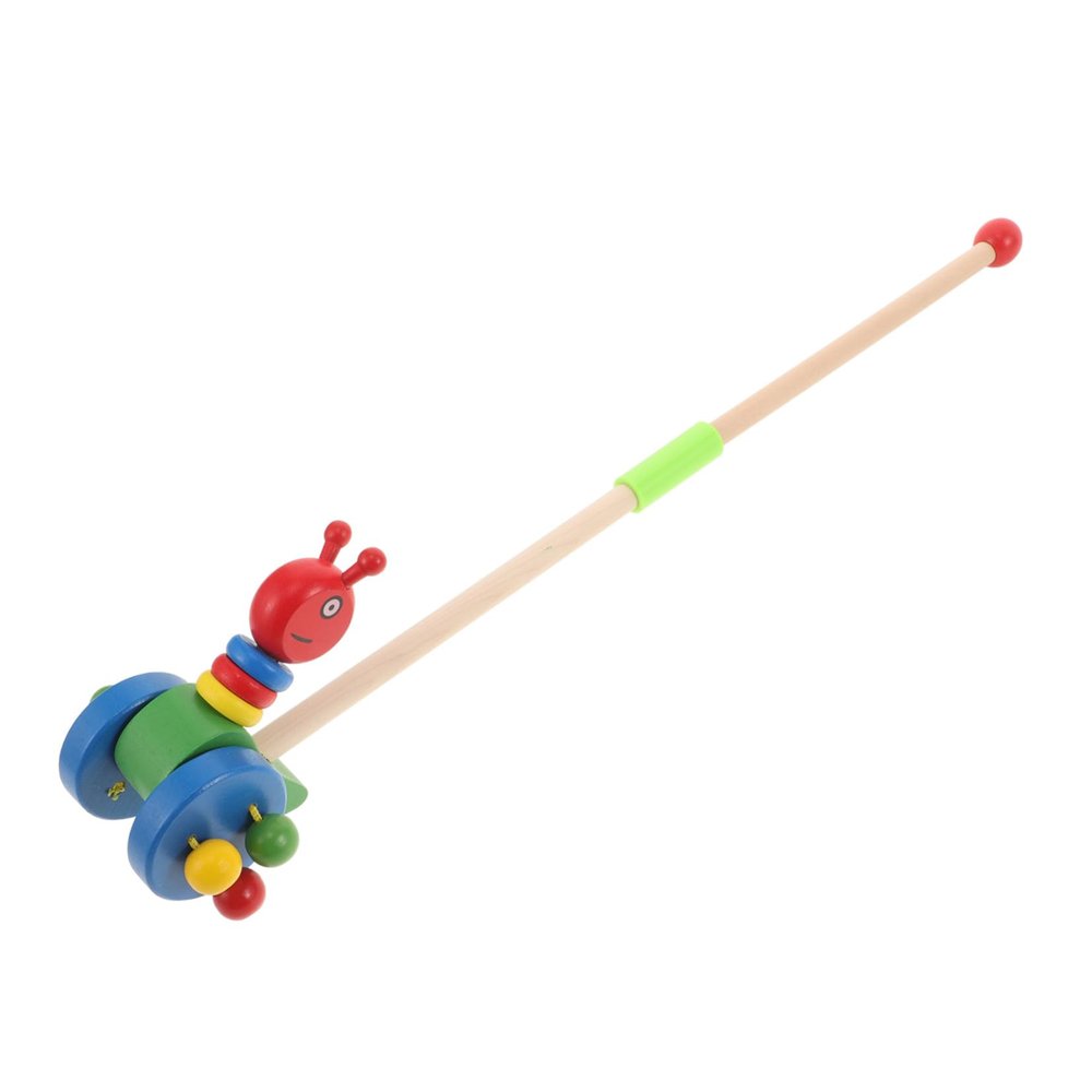 COOLHIYA Wooden Push with Handle Cartoon Animal Design Sturdy Walker Cart for Boys and Montessori Push Walker for Motor Skill Development