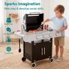 EDUBEBO Realistic Kids Wooden BBQ Grill Playset - Toddler Play Grill Station for Indoor & Outdoor, Pretend Play Toy Grill for Kids Ages 3-8, Wooden Kitchen Cooking Toy with Toy Food & Grilling Tools view 4