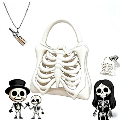 3D Printed Skeleton Bone Bag, Halloween Skeleton Handbag, Skeleton Bone Wallet, Halloween Decoration Skeleton Purse Spooky Ribcage Handbag, Anatomical Dark Aesthetic Accessory