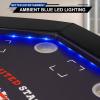 REAHOISY Foldable Poker Table with LED Lights, Octagon Casino Leisure Texas Holdem Table for 8 Player, Folding Blackjack Table w/Built-in LED Light, Padded Rails & Cup Holders for Home Game Room view 3