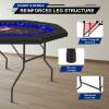 REAHOISY Foldable Poker Table with LED Lights, Octagon Casino Leisure Texas Holdem Table for 8 Player, Folding Blackjack Table w/Built-in LED Light, Padded Rails & Cup Holders for Home Game Room view 4