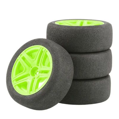 Compatible with HSP 94123 for Sakura D4 TT02 Flat Car 6 Degrees Hub 1/10 Flat Car Sponge Tire RC Tire RC Car Wheel Rims Tires Set RC Car Tires Tyre Rims(Brown)