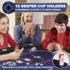REAHOISY Poker Table Foldable, Casino Leisure Gamimg Table for 8/10 Player, Folding Texas Holdem Blackjack Table with Padded Rails & Cup Holders for Home Game Room, 84 Inch view 2