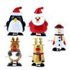 COOLHIYA 5Pcs Christmas Wind-up Santa Claus Snowman Reindeer Penguin Cartoon Clockwork Walking Party Favors Safe Smooth Design Bright Colors view 1
