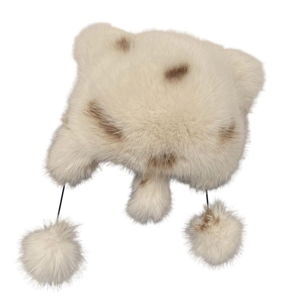 BUBEFSKD Oversized Bear Hat With Ear And Tail Skiing Furry Cap Cartoon Photo Props Outdoor Head Wrap For Halloween Cartoon Hat For Kids