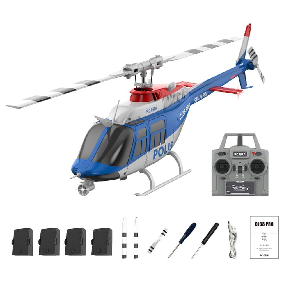 Actualia RC ERA C138 Pro Bell 206 RC Helicopter, 6CH Flybarless Brushless RC Aircraft with 3D Stunt Optical Flow & Altitude Hold, 1/33 Scale RTF Remote Control Helicopter for Adults