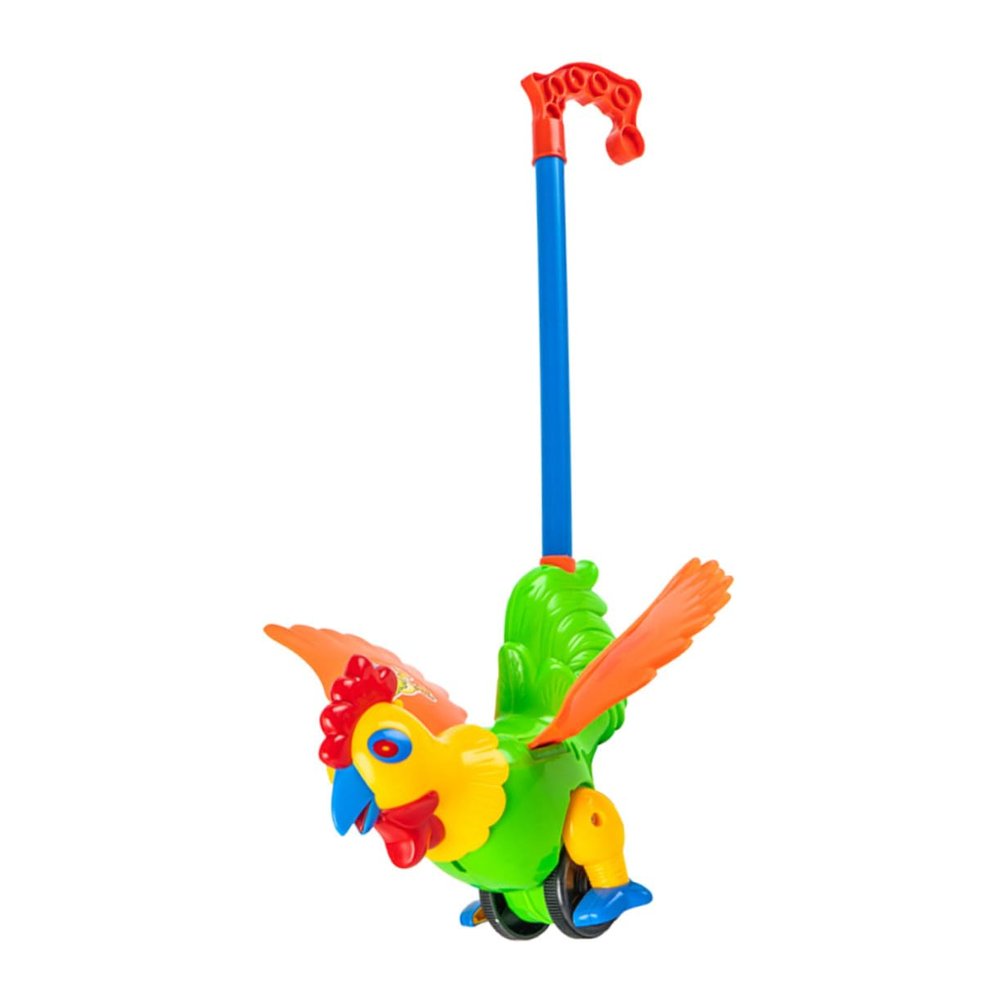 WHAMVOX Cartoon Rooster Push and Pull Learning Walker with Detachable Handle Safe Plastic Stroller for Wear-Resistant Educational Push Enhancing Walking Posture and Grip Random Color