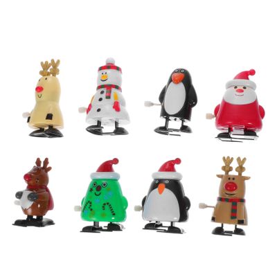 COOLHIYA 8 Pcs Christmas Wind-up Assorted Clockwork Walking for Fun Party Playing Favors Safe Materials Easy to Operate Holiday and Stocking Stuffer Random Color