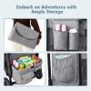 Wagon Stroller for 2 Kids, Foldable Wagon for Kids and Infants, All Terrian Wheels with Shock-Absorbing, 5 Point Harness, Removabel Canopy and Ample Storage Bag Included (Gray) view 4