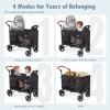 Wagon Stroller for 2 Kids, Foldable Wagon for Kids and Infants, All Terrian Wheels with Shock-Absorbing, 5 Point Harness, Removabel Canopy and Ample Storage Bag Included (Black) view 2