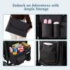 Wagon Stroller for 2 Kids, Foldable Wagon for Kids and Infants, All Terrian Wheels with Shock-Absorbing, 5 Point Harness, Removabel Canopy and Ample Storage Bag Included (Black) view 4