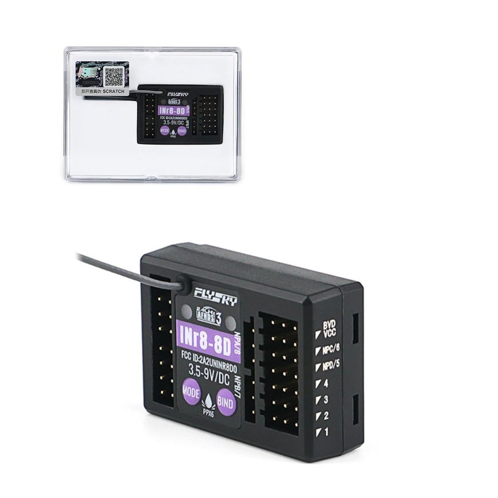 HTLNUZD Flysky INR8-8D 8-Channel 3rd Gen 2.4G Receiver - Upgrade for RC Car & Flysky Transmitters